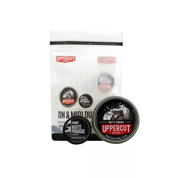 Uppercut Deluxe Matt Pomade duo kit – közepes tartás, matt, créme brûlée illat, 30 g + 100 g Uppercut Deluxe Matt Pomade duo kit – közepes tartás, matt, créme brûlée illat, 30 g + 100 g